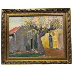 Philip Naviasky (Northern British 1894-1983): Mediterranean Village Square with Olive Tree, oil on canvas signed 44cm x 59cm