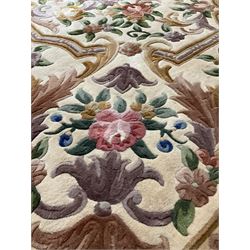 Chinese washed woollen embossed beige ground rug, with foliate design 325cm x 245