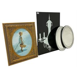 Pair circular mirrors (D47cm), rectangular mirror and a gilt frame picture 