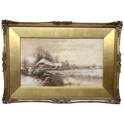 Creswick Boydell ARCA (British1899-1916): Snowy Rural Scene with River, watercolour signed 27cm x 47cm
