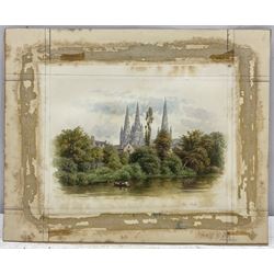 George Fall (British 1845-1925): Lichfield Cathedral from the South-West, watercolour signed 14cm x 19cm (unframed)