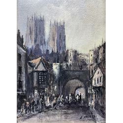 Colin Russell (British 1932-2009): York with View of Minster, oil on canvas signed 16cm x 12cm