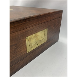 Canteen of Christofle and matching plated cutlery for twelve covers, approx 125 pieces with faux bone handled knives etc with some additions including Leg of Mutton holder in a rosewood box with sliding trays, recessed brass handles and brass name plate engraved with a monogram W55cm x D42cm x H20cm