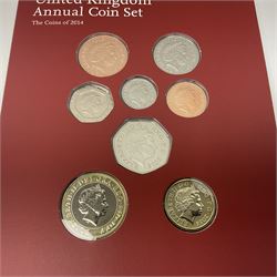 The Royal Mint United Kingdom 2014 annual coin set, in card folder