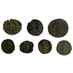 Roman coinage 3rd-4th century AD to include predominantly bronze nummi of Helena (20) and Theodora (20), together with Constantius I (2), Diocletian (3), Licinius (1) and Tacitus (1)