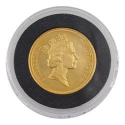 Queen Elizabeth II 1987 gold proof full sovereign coin, with The London Mint Office certificate
