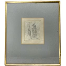 Augustus Edwin John OM RA (British 1878-1961): Continental Street Scene, sketch unsigned 14cm x 11cm