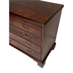 George III mahogany bachelor's chest, rectangular moulded top over slide, two short and three long drawers, on bracket feet