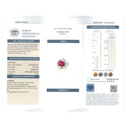 18ct white gold oval ruby and diamond cluster ring, stamped 750, ruby 1.75, total diamond 0.55 carat, with World Gemological Institute Report