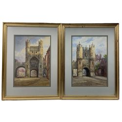 Louisa Fennell (British 1847-1930): 'Monk Bar' and 'Micklegate Bar', pair watercolours signed, titled verso 51cm x 36cm (2)