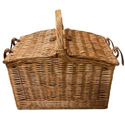 Wicker picnic basket and contents