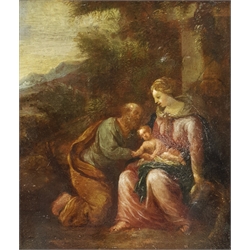 Italian School (18th century): The Madonna and Baby Jesus in the Forest, oil on panel unsigned 28cm x 23.5cm