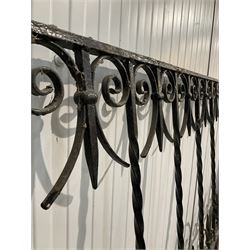 Large pair of 19th century blacksmith made wrought iron scroll work gates, recently removed from a local large country house estate W150cm, H192cm