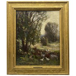 William Charles Rushton (British 1860-1921): Landscape with Ducks, oil on canvas signed 36cm x 29cm
