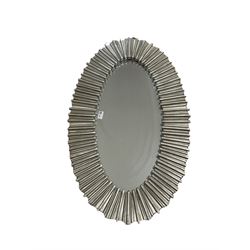 Modern oval wall mirror with grey frame