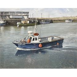 John Cooper (British 1942-): Valhalla Fishing Boat in Bridlington Harbour, gouache signed 40cm x 50cm 