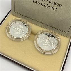 United Kingdom 1989 two pound piedfort two coin set, cased with certificate