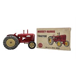 Lesney Products 745D Massey Harris Tractor, red and cream body with cream hubs housed in the original card box