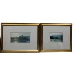 Malcolm Butts (Scottish 1943-2009): 'Brodick Bay' and 'Arran', near pair watercolours signed, labelled verso max 13cm x 26cm