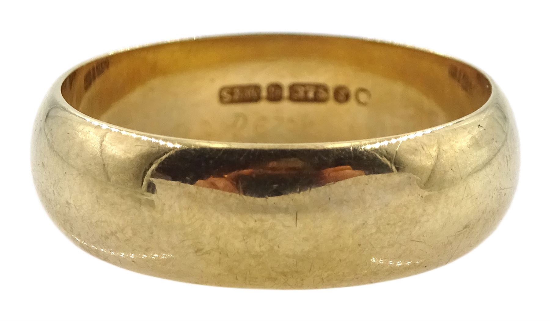 9ct gold wedding band, London 1973 - Jewellery, Watches & Silver