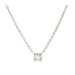 18ct white gold single stone round brilliant cut diamond pendant necklace, stamped 750, diamond approx 0.25 carat