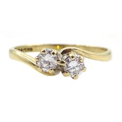 9ct gold two stone cubic zirconia crossover ring, hallmarked