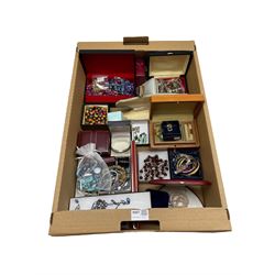 Collection of costume jewellery and jewellery boxes, in one box