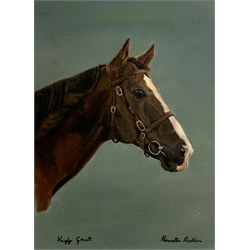 Henrietta Nicklen - studies of Horses heads 'Monsanto' and 'Vaigly Great' oils on canvas, a pair signed and inscribed, one dated 82' 40cm x 30cm 