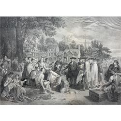 John Hall after Benjamin West, 'William Penn's Treaty with the Indians, when he founded the Province of Pensylvania in North America 1681,' monochrome engraving, published Boydell 1775, 36cm x 46cm 