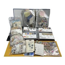 Great British and World stamps including Queen Elizabeth II presentation packs, first day covers many with special postmarks and printed addresses, German stamps with some mint examples, Algeria, Australia, Barbados, Belgium, Canada, France and other world stamps loose and on pieces etc, housed in folders and loose