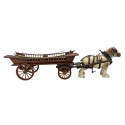 Pottery cart horse and carriage and various other horses and carts