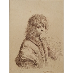 After Giovanni Francesco Barbieri, called Guercino (Italian 1591-1666): Portrait of a Young Boy, etching signed in the plate 25cm x 19cm