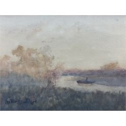 Lester Sutcliffe (British 1848-1933): Figure on Rowing Boat, watercolour signed 17cm x 22cm