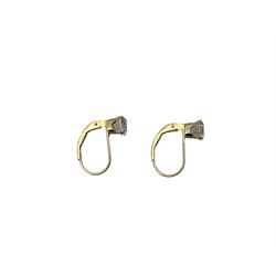 Pair 14ct gold single stone cubic zirconia earrings