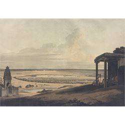 By and after Thomas Daniell R A (British 1749-1840) and William Daniell (British 1769-1837): 'Ousoor in the Mysore', aquatint with hand-colouring, plate 14 from the third edition of 'Oriental Scenery' called 'Antiquities of India' pub. 1802, 42cm x 60cm Provenance:  3rd Earl of Feversham