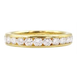 18ct gold channel set round brilliant cut diamond full eternity ring, hallmarked London, total diamond weight 1.46 carat