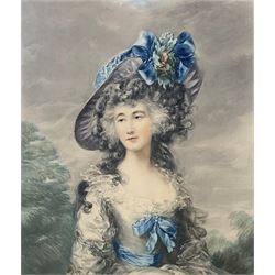 Sydney Ernest Wilson (British b.1869) After Thomas Gainsborough RA FRSA (British 1727-1788): 'Lady Sheffield' and 'Duchess of Devonshire'; and same engraver after George Romney (British 1734-1802): 'Lady Lee Acton', three mezzotints blindstamped and signed by the engraver max 50cm x 31cm (3)