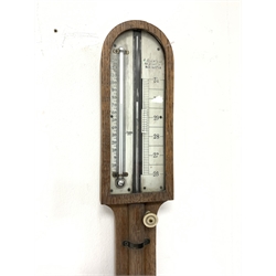 Victorian oak cased mercury stick barometer by 'J. Casartelli, 43 Market St. Manchester', H92cm