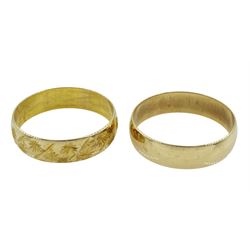 Two gold wedding bands, both hallmarked 9ct, approx. 4.7gm