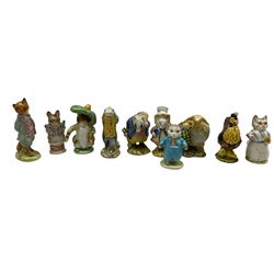 Collection of ten Beswick Beatrix Potter figures all with brown backstamp comprising Benjamin Bunny, Sir Isaac Newton, Sally Henny Penny, Tommy Brock, Foxy Whiskered Gentleman, Tabitha Twitchett, Tailor of Gloucester, Tom Kitten, Mr Alderman Ptolemy and Amiable Guinea-Pig (10)