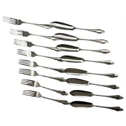 Set of eight silver fish knives and forks Sheffield 1973 Makers mark RP 24oz 