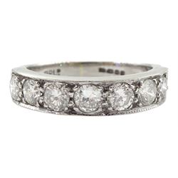 18ct white gold seven stone round brilliant cut diamond ring, total diamond weight approx 0.70 carat, London 1972