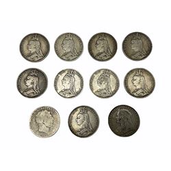 King George III 1819 crown coin and ten Queen Victoria crowns dated two 1889, two 1890, two 1891, three 1892 and one 1895 (11)