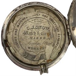 George III pair cased pocket watch by Edward Peters, Sheffield No.516 in silver case Birmingham 1805, car clock by Smith & Sons London and a Paul Garnier vintage stop watch D6cm (3)