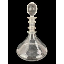 Pair of Victorian ships decanters, with triple ringed necks, H26.5cm, together with two other cut glass decanters (4)