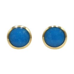 Pair of 9ct gold turquoise stud earrings, with silver posts