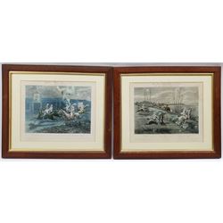 After Henry Thomas Alken (British 1785-1851): 'The First Steeple Chase on Record', set four hand-coloured lithographs by J Harris 35cm x 42cm (4)