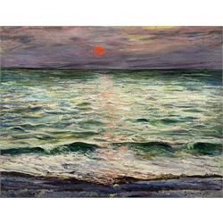 Alexander Jamieson (British 1873-1937): Sunset over Sea, oil on canvas signed and dated 1920, 50cm x 66cm (unframed)