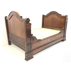 19th century continental figured mahogany single bed, with box base 