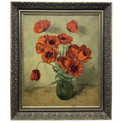 C M Van Rooy (Dutch 20th century): Still Life of Poppies in a Vase, oil on canvas signed 59cm x 49cm